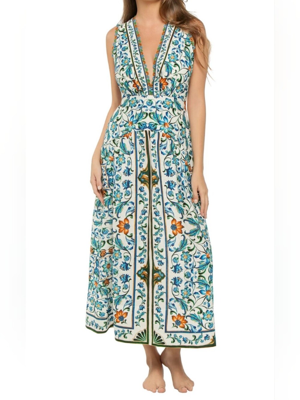 Farm Rio Midi Dress Floral Print